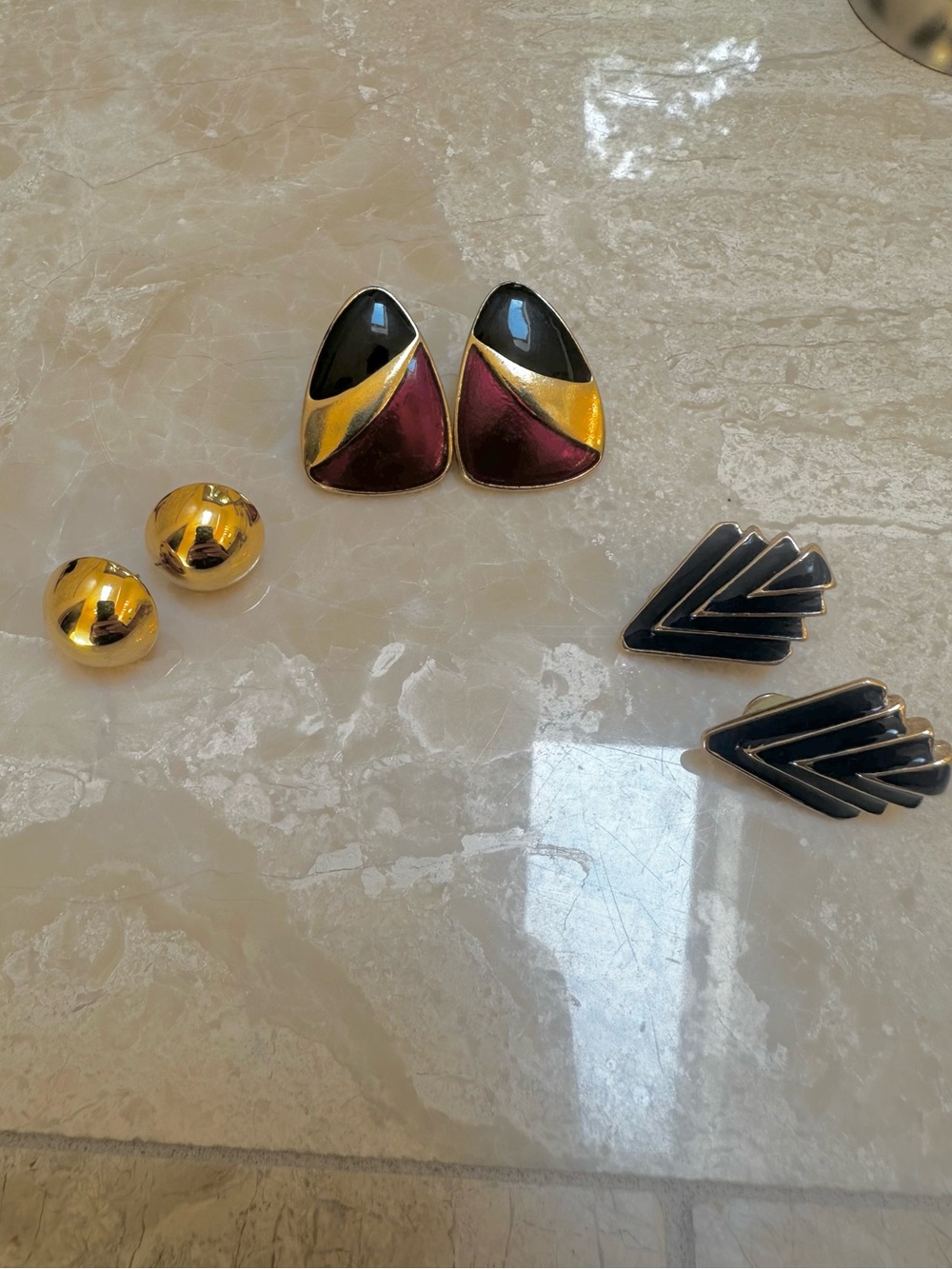 Vintage Stud and Clip on Bundle- “Geometric Goddess”